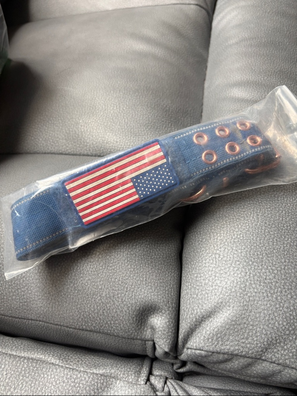 Blue Belt with American Flag Patch